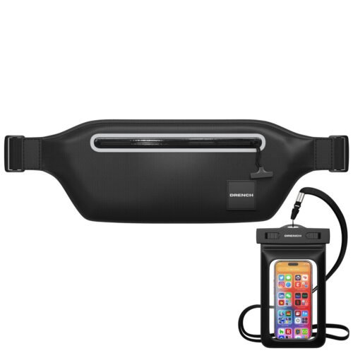 Black Waterproof Waist Pack with Waterproof Phone Pouch (on backorder only)