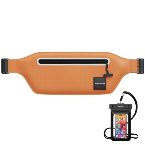 Orange Waterproof Waist Pouch with Waterproof Phone Case (on backorder only)